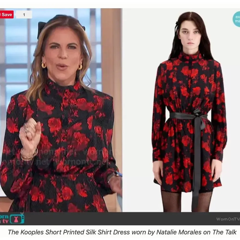 The Kooples Silk Dress EU 38 US 6 Black Red Roses Polka Dot Chic Coquette Indie